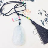 Ice Chalcedony Jade Guanyin Pendant Necklace