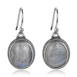 Moonstone Drop Earrings 925 Sterling Silver Vintage Ear Jewelry