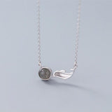 925 Silver Dolphin Moonstone Pendant Necklace for Women