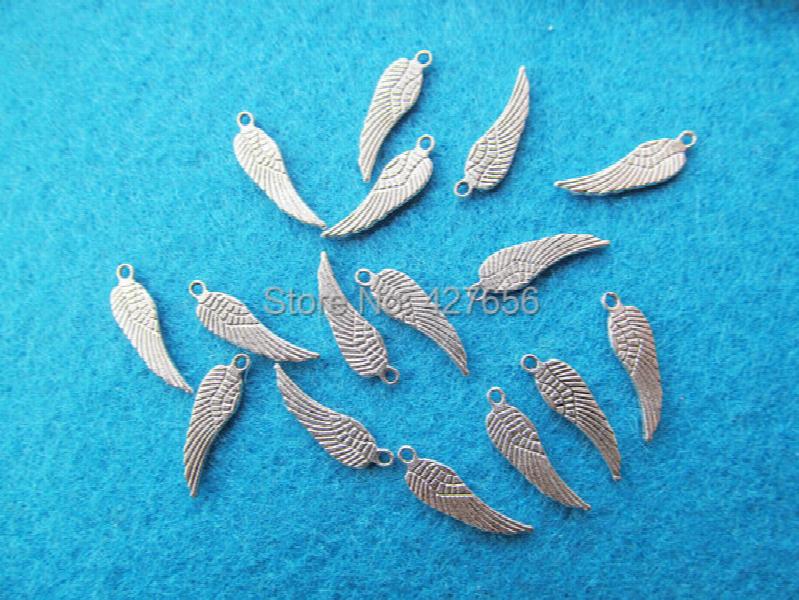 500pcs Antique Silver Angel Wing Pendant Charm DIY Making