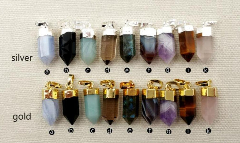 Geometric Shape Natural Stone Pendant with Electroplated Finish