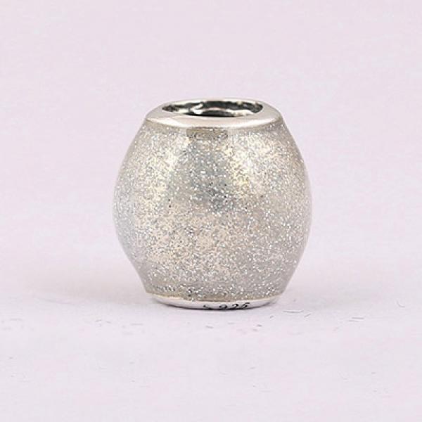 925 Silver Glitter Ball Bead Charm Bracelet Bangle DIY Jewelry