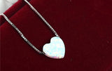 Opal Heart Necklace Multicolor Synthetic Opal 925 Sterling Silver Choker
