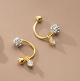 925 Sterling Silver Zircon Stud Earrings Anniversary Jewelry