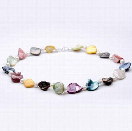 AA Pearl Necklace, Multicolor Shell Freshwater Pearl Choker Jewelry