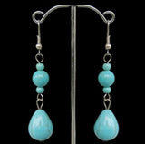 Turquoise Dangle Earrings S925 Silver Long Pendant Wire