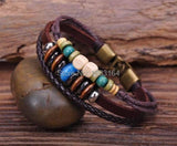 G72 Hemp Leather Bracelet with Wood Beads