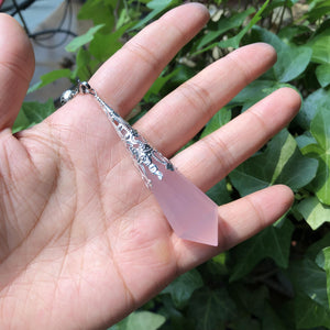 Rose Quartz Pendulum Divination Pendant Crystal Reiki Healing Stone