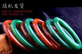 Round Red Green Veins Agate Jade Bangle Woman's Bangles Sweet Girl's Gift