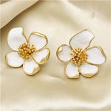 Enamel Flower Glaze Stud Earrings - European & American Style