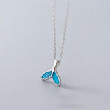 S925 Sweet Whale Dolphin Fish Tail Leaves Pendant Necklace