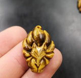 Tiger Eye Stone Fox Pendant, Nine-Tailed Fox Necklace