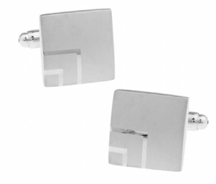 Men's Silver Brass Square Cufflinks