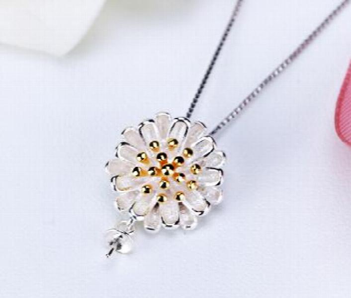 S925 Sterling Silver Pendant Base for Round Beads