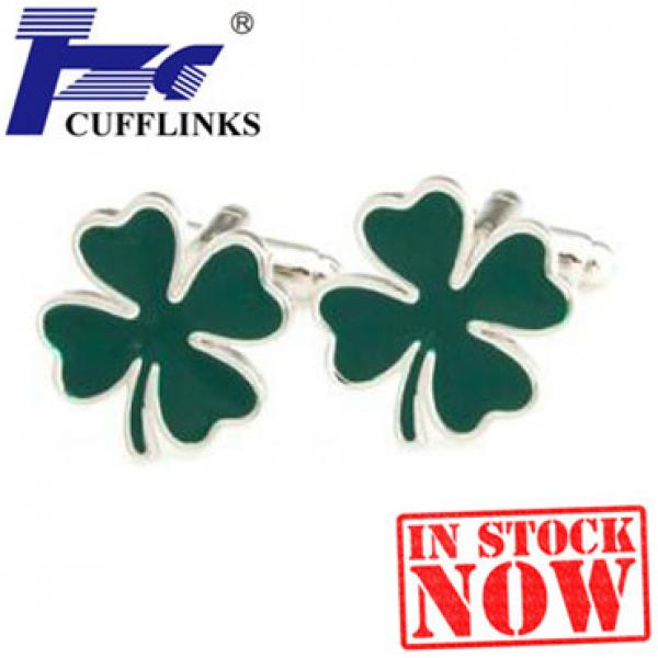 Dark Green Clover Cufflink Cuff Link 2 Pairs