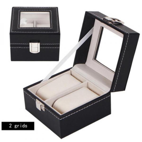 Leather Watch Box Case 12 Grids Organizer Men Gift Packaging Display
