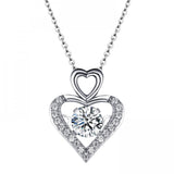 Dancing CZ Stone Pendant 925 Silver Jewelry Heart Pendant Necklace
