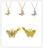2pcs Butterfly CZ Stone Pendent Necklace Daily Wear Women's Jewelry