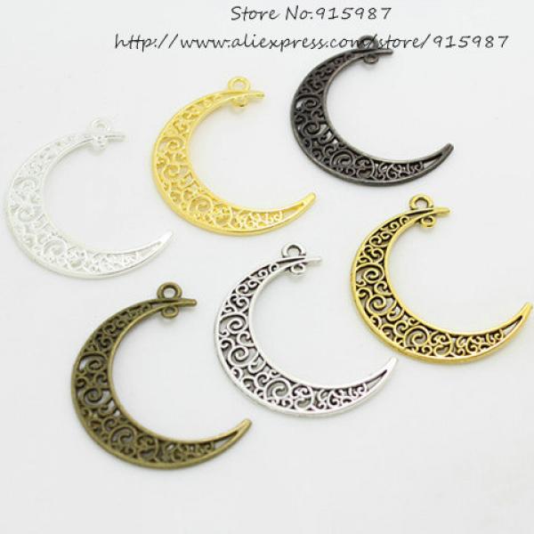 30 pcs/Lot Vintage Metal Alloy Hollow Moon Charms Jewelry Diy Pendants