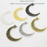 30 pcs/Lot Vintage Metal Alloy Hollow Moon Charms Jewelry Diy Pendants