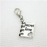 100pcs Secret Love Book Charms Dangle Lobster Clasp Floating Charms