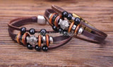 G70 Bronze Surfer Hemp Leather Wood Beads Wristband Bracelet Cuff Fish