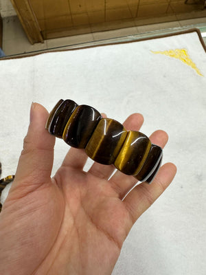 Natural Yellow Tigereye Stone Bead Bracelet 14x20mm