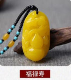 Amber & Honey Wax Pendant Necklace