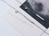 925 Sterling Silver Zirconia Lucky Straight Bar Chain Anklet Bracelet