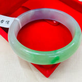 Zheru Jewelry Natural Jadeite Bracelet Light Purple Iced Sun Green 54-62mm