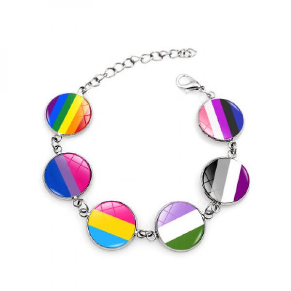Rainbow Gay Pride Bracelet Glass Photo Print LGBT Couple Bracelets