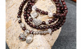 Red Garnet Beaded Bracelet with Fox Charm - Woman Jewelry Gift