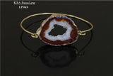 Quartz Geode Stone Bracelet Drusy Bangle for Women