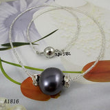 Large Shell Pearl Rhinestone Beads Necklace with Magnet Clasp