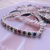 Heart-Shaped Name Earrings with Diamonds and Zircon