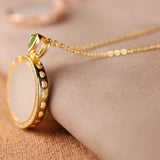 New Silver Inlaid Natural Hetian Jade Pendant Necklace