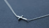 925 Sterling Silver CZ Cross Necklace Pendant Set