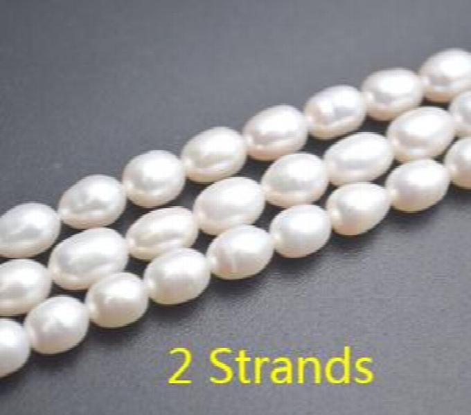 7x8mm Natural Freshwater Pearl Rice Shape Loose Beads 5 Strands/lot