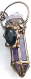 Amethyst Crystal Pink Quartz Green Fluorite Pendant Necklace