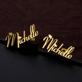 Custom Cursive Name Stud Earrings - Personalized Initial Nameplate Gift