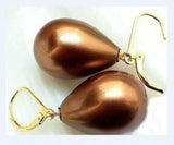 16mm Nat South Sea Choc Shell Pearl Earrings