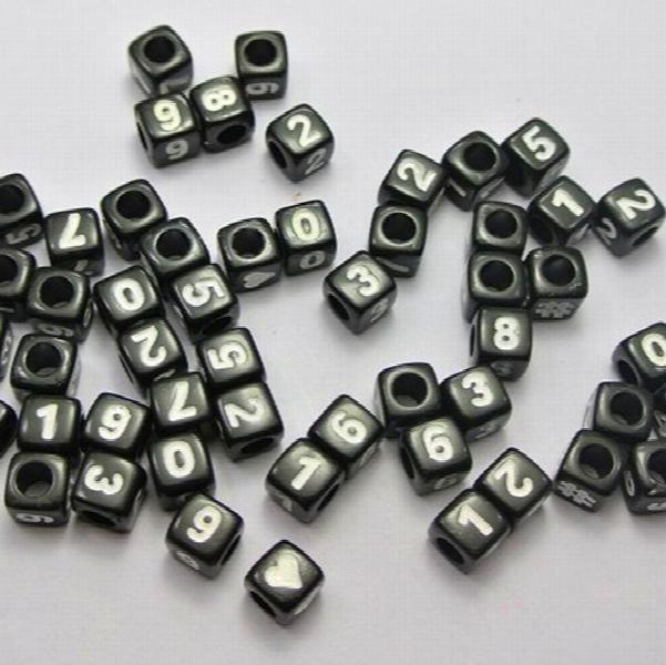 Mixed Cubic Acrylic Loose DIY Number Beads 7x7mm 300pcs