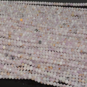 Natural Kunzite Faceted Rondelle Beads 4.2mm - Spots and Defects