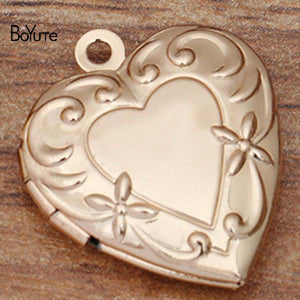 BoYuTe 20MM Brass Heart Memory Locket Pendant Charms for Jewelry Making