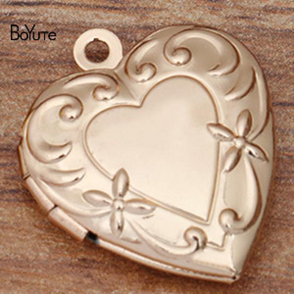BoYuTe 20MM Brass Heart Memory Locket Pendant Charms for Jewelry Making
