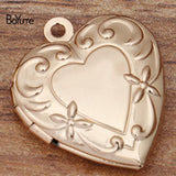 BoYuTe 20MM Brass Heart Memory Locket Pendant Charms for Jewelry Making
