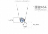 925 Silver Moonstone &Moon CZ Necklace C-D7201