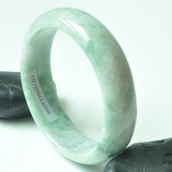 Zheru Natural Burmese Jadeite 54-64mm Light Green Bracelet