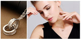 925 Silver Double Circle Zircon Necklace for Women Gift