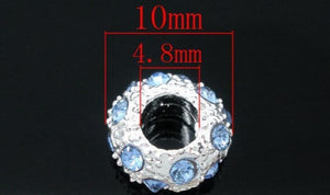100pcs Silver Plated Rhinestone Spacers 10x6mm